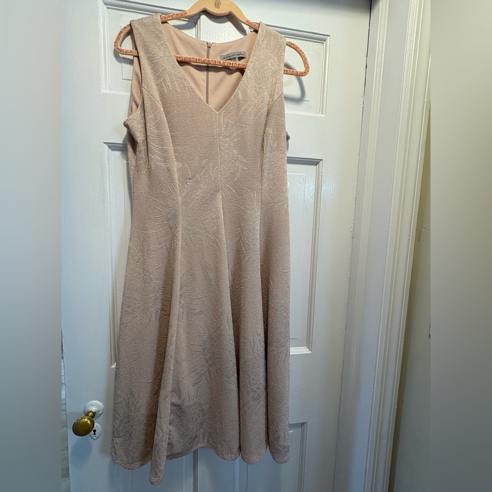 Danny & Nicole Elegant Tan Midi Dress